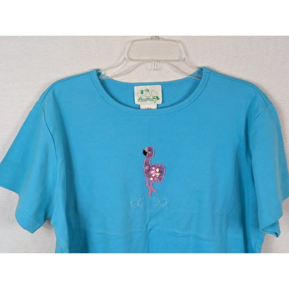 Vintage Quacker Factory Sequence Flamingo T-Shirt… - image 2